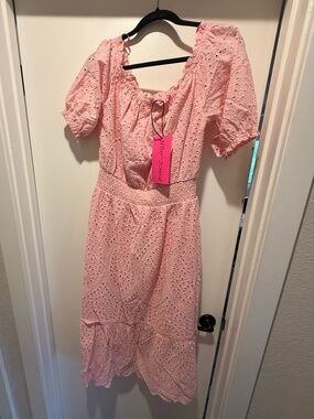 Pink Eyelet Midi Dress - Betsey Johnson NWT - XL